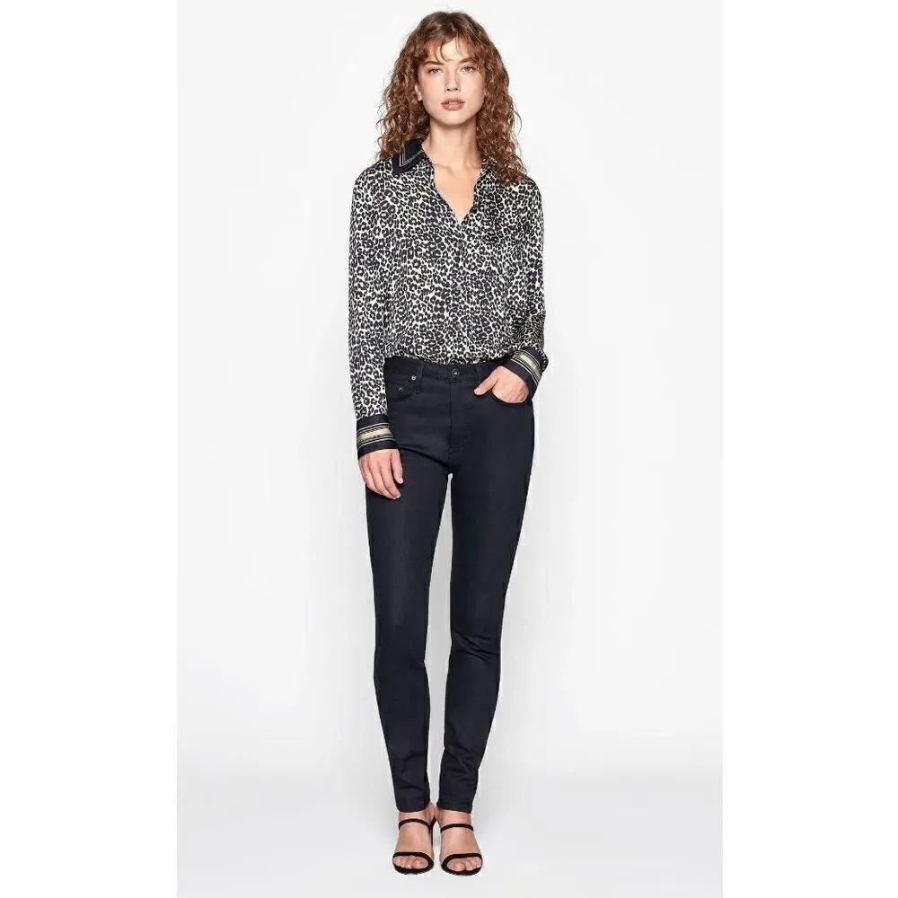 Equipment Women's Leopard Animal Print Bradner Shirt in Natural Multi Size - XS